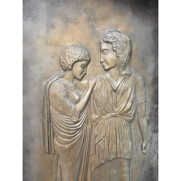 Ancient Greek Stele Of Kritto And Timarista Relief Sculpture Woman Figure Panel - Picture 3 of 9